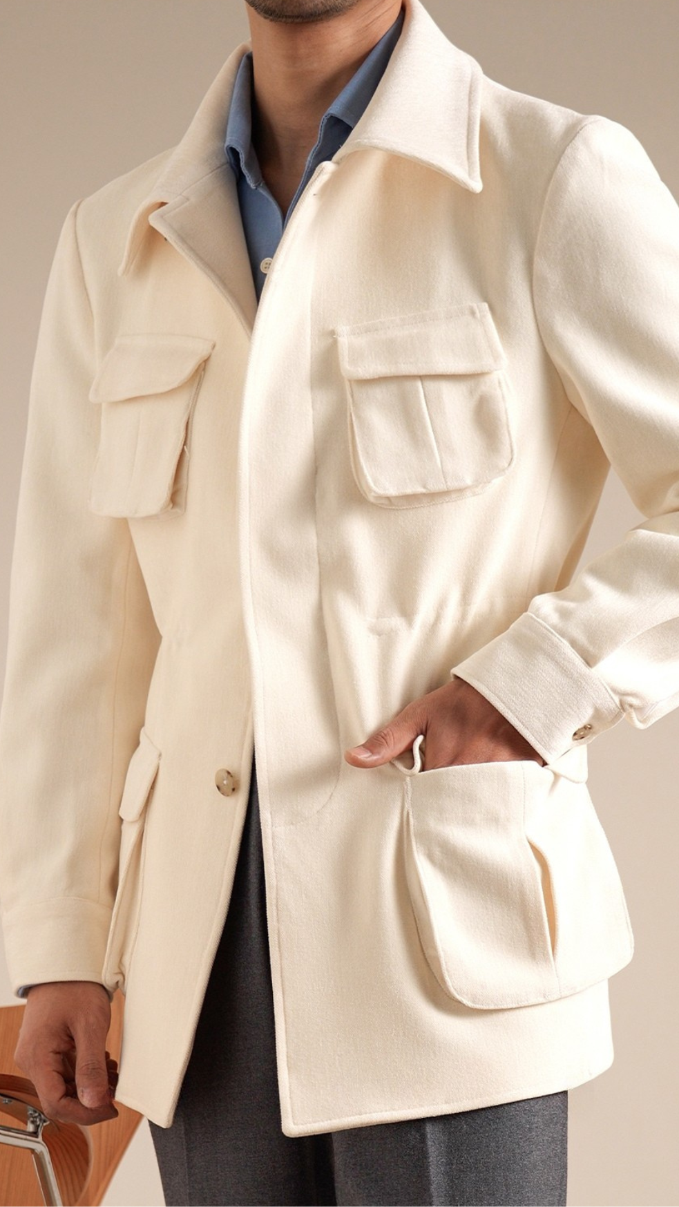 Textured Linen Safari Jacket – The Essence of Timeless Chic