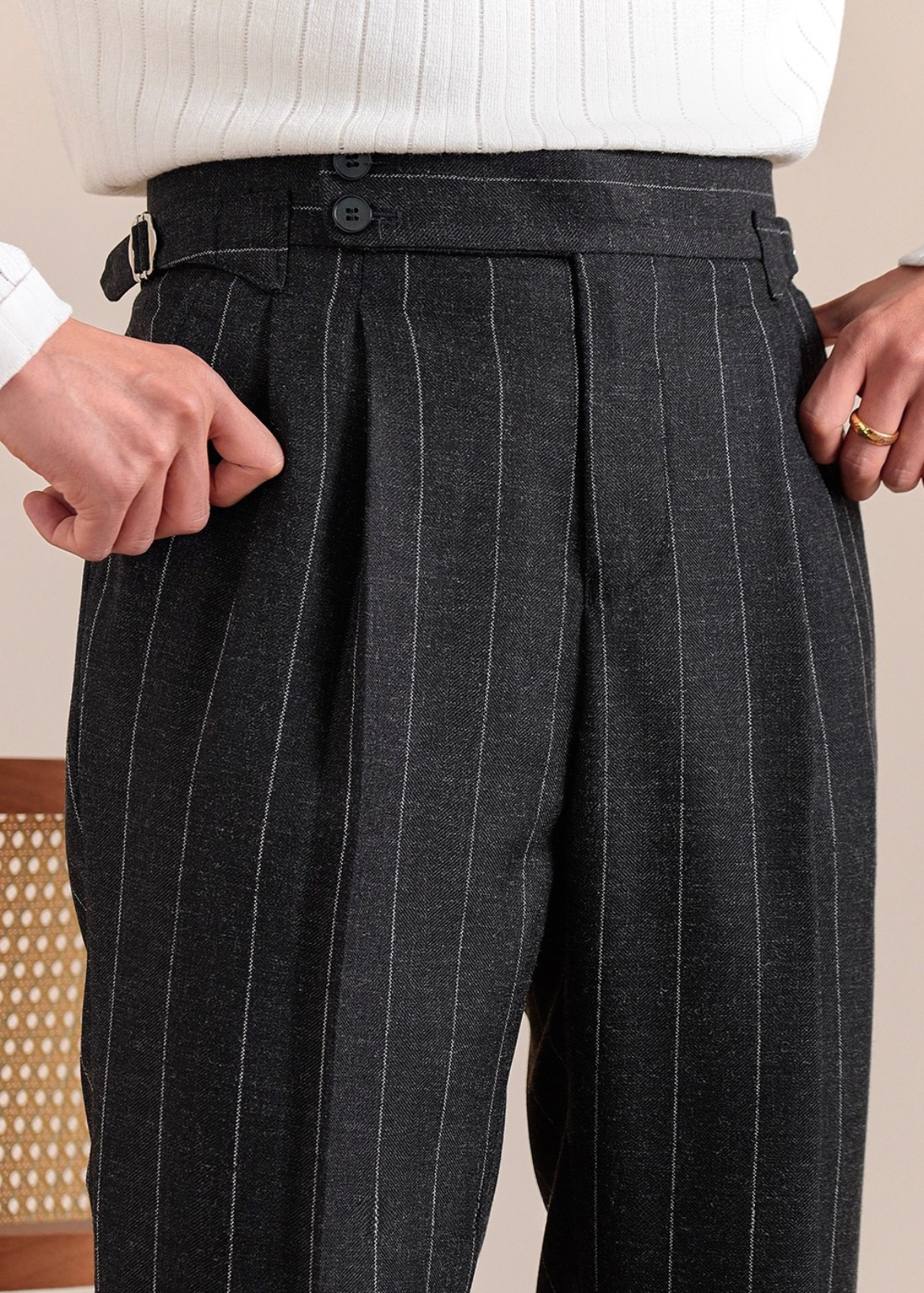 Double Button Striped Trousers