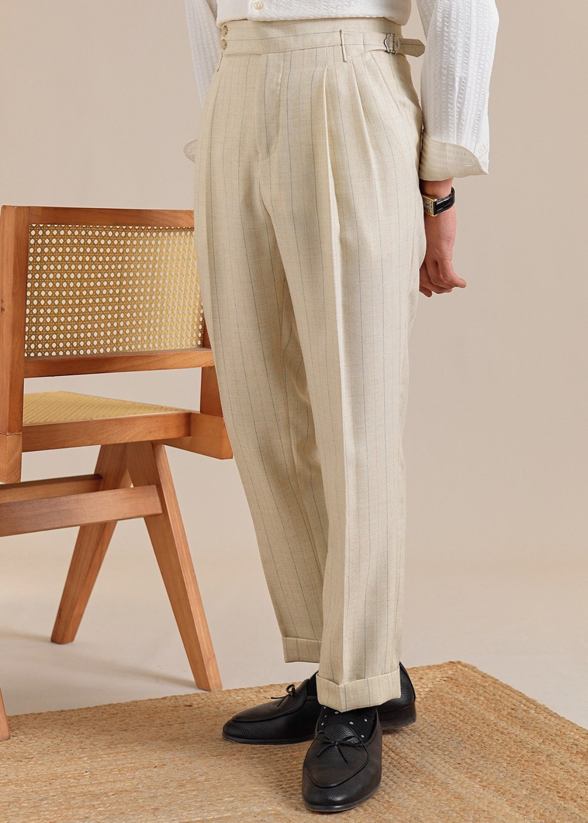 Double Button Striped Trousers