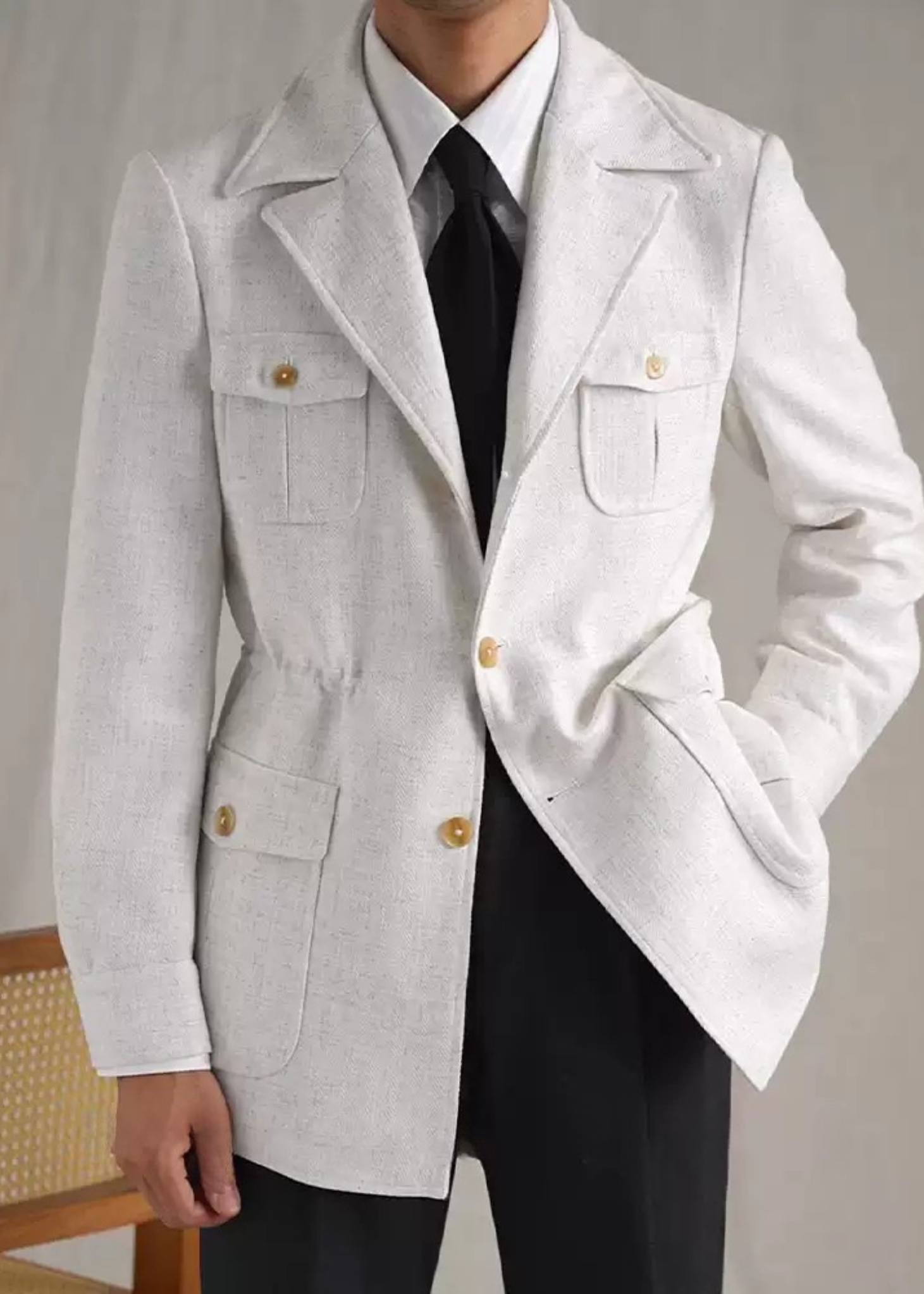 Textured Linen Safari Jacket – The Essence of Timeless Chic