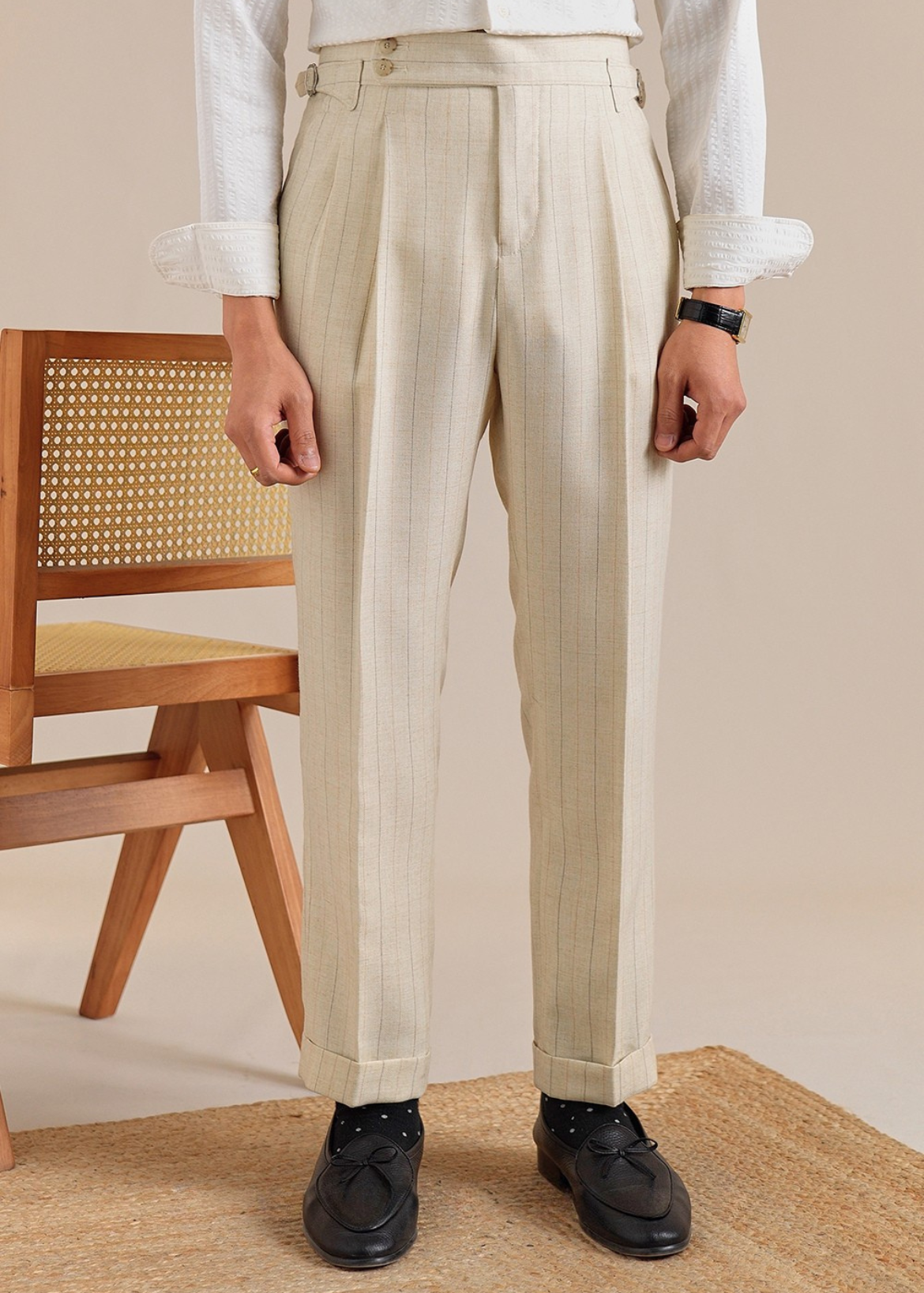 Double Button Striped Trousers