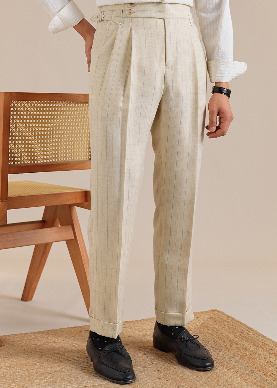 Double Button Striped Trousers