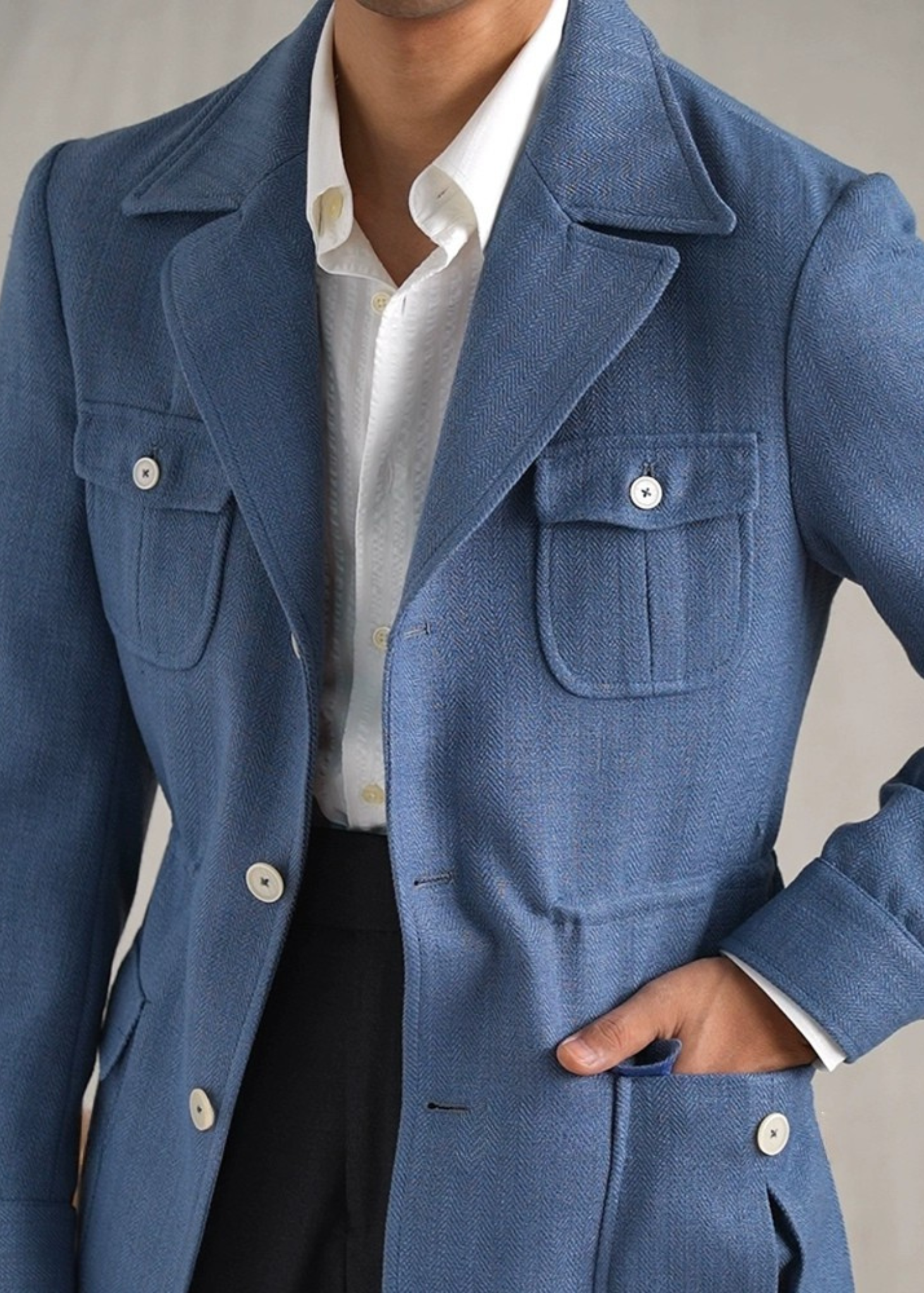 Textured Linen Safari Jacket – The Essence of Timeless Chic