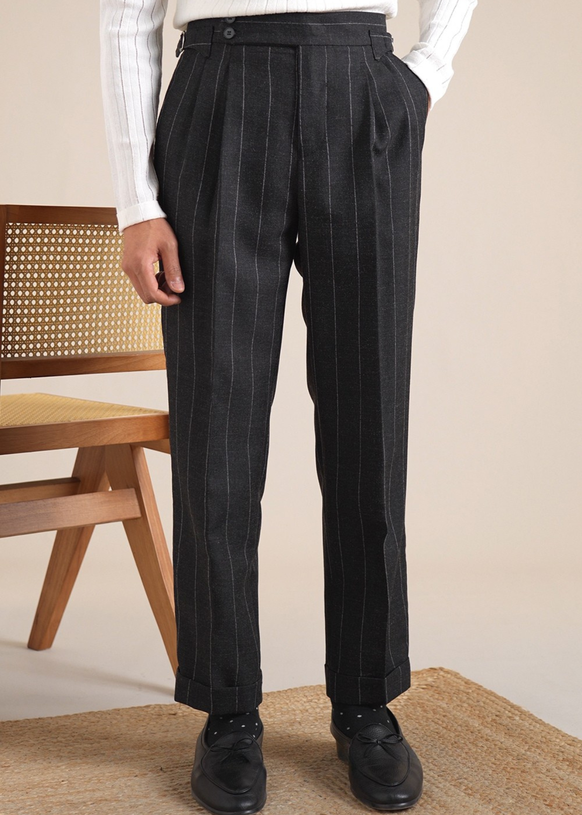 Double Button Striped Trousers