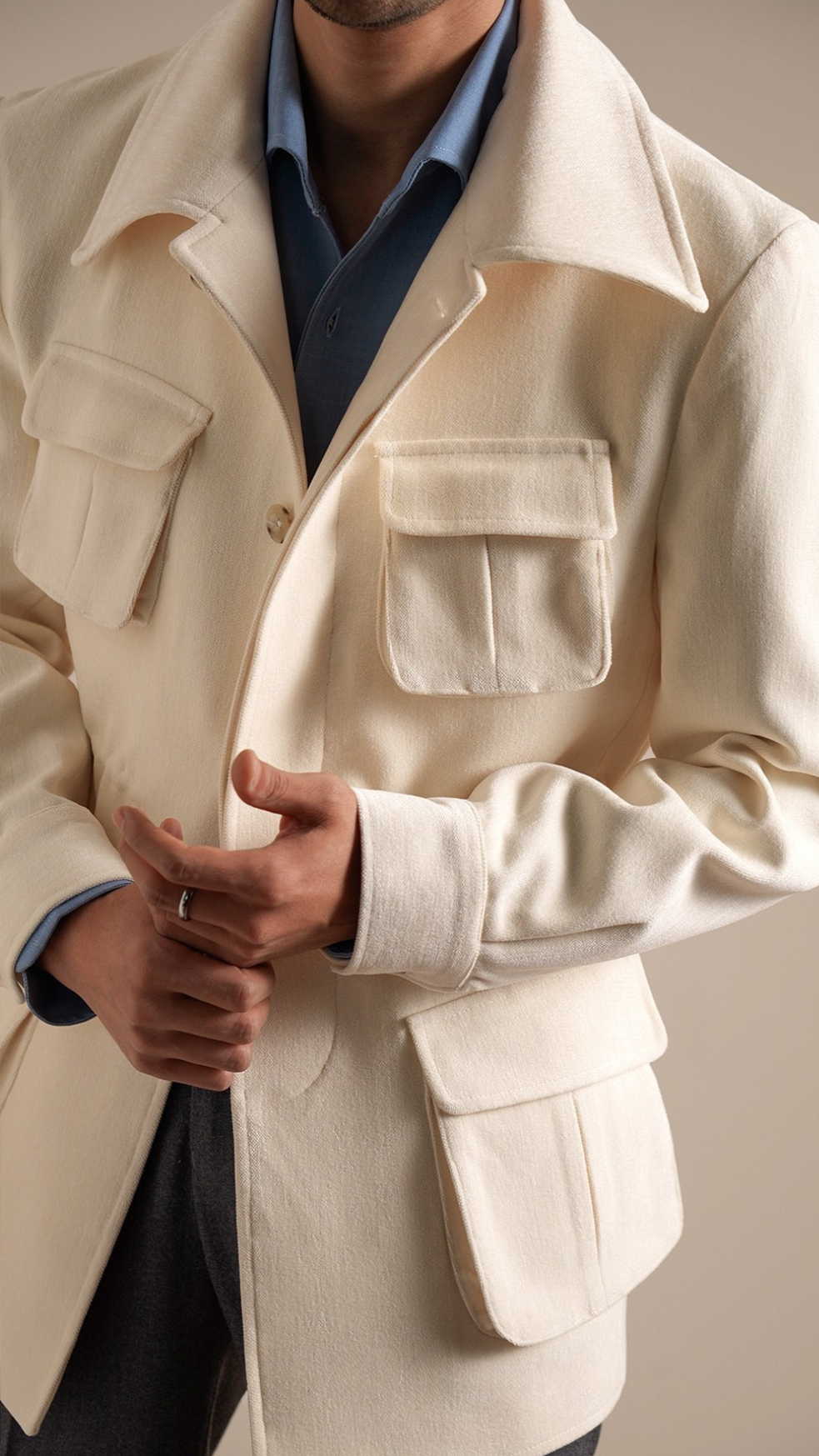 Textured Linen Safari Jacket – The Essence of Timeless Chic