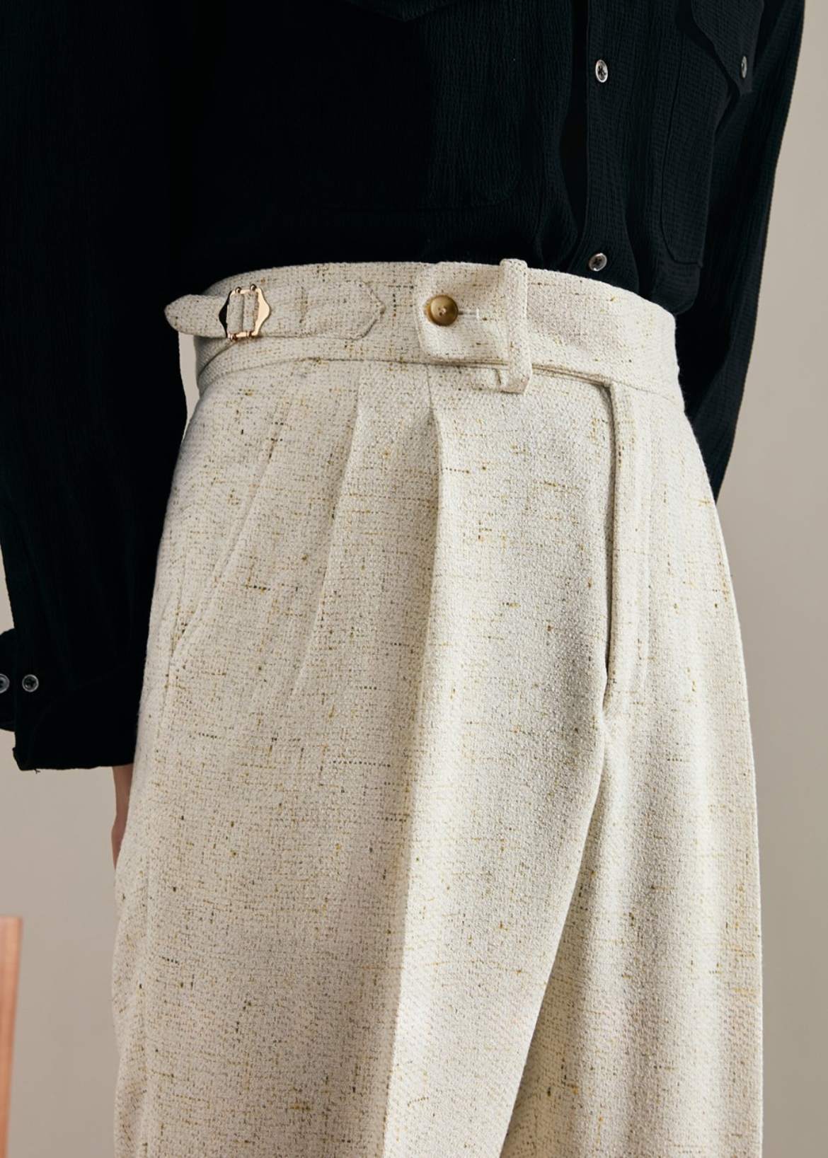 Linen Straight Double Pleated Trousers