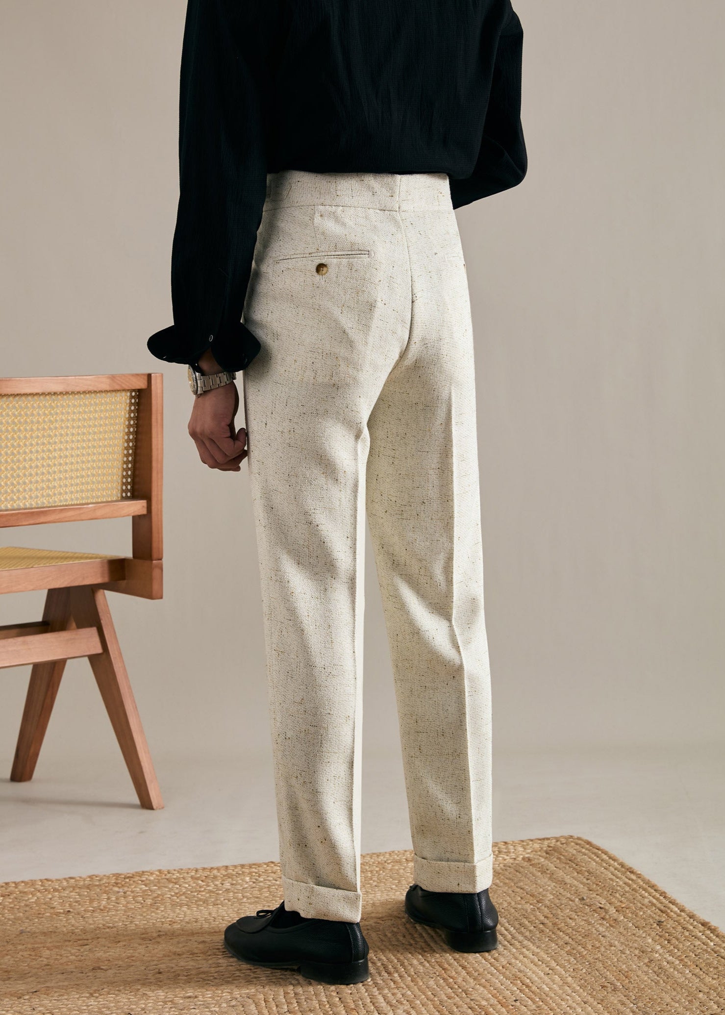 Linen Straight Double Pleated Trousers